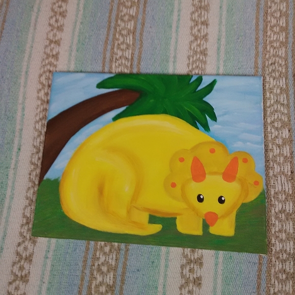 DINOSAUR PAINTINGS SET OF 2 CHILDREN'S ROOM DECOR - Picture 3 of 12